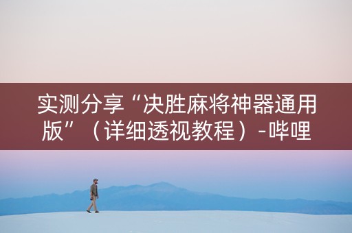 实测分享“决胜麻将神器通用版”（详细透视教程）-哔哩哔哩