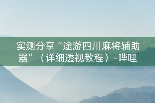 实测分享“途游四川麻将辅助器”（详细透视教程）-哔哩哔哩