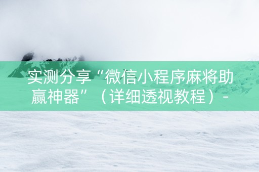 实测分享“微信小程序麻将助赢神器”（详细透视教程）-哔哩哔哩