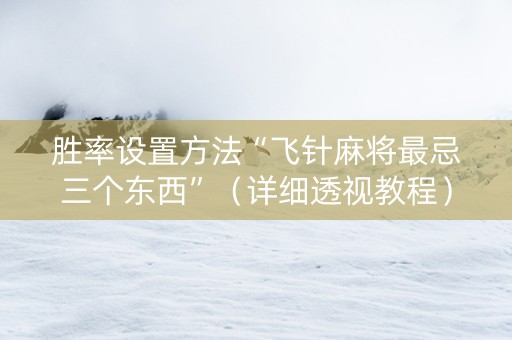 胜率设置方法“飞针麻将最忌三个东西”（详细透视教程）-哔哩哔哩