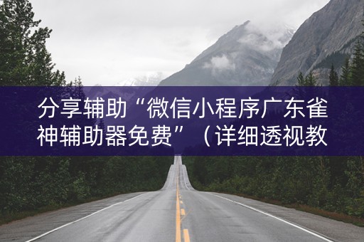 分享辅助“微信小程序广东雀神辅助器免费”（详细透视教程）-哔哩哔哩
