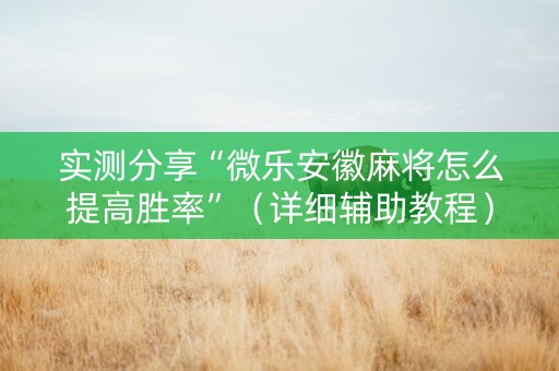 实测分享“微乐安徽麻将怎么提高胜率”（详细辅助教程）-哔哩哔哩