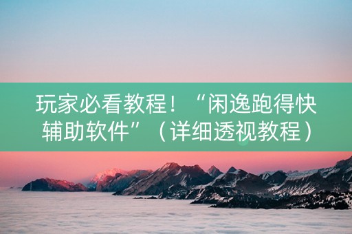 玩家必看教程！“闲逸跑得快辅助软件”（详细透视教程）-哔哩哔哩