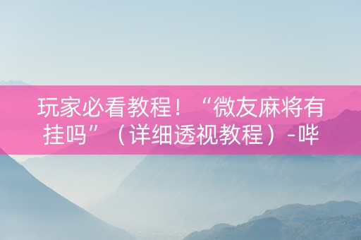 玩家必看教程！“微友麻将有挂吗”（详细透视教程）-哔哩哔哩