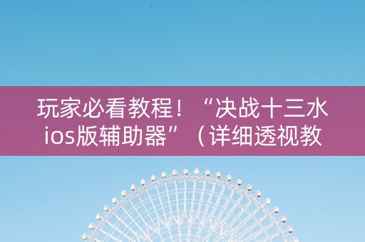 玩家必看教程！“决战十三水ios版辅助器”（详细透视教程）-哔哩哔哩