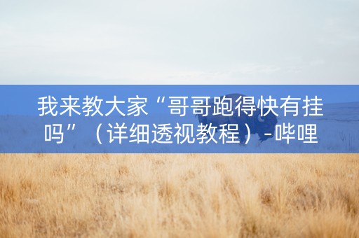 我来教大家“哥哥跑得快有挂吗”（详细透视教程）-哔哩哔哩