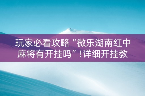 玩家必看攻略“微乐湖南红中麻将有开挂吗”!详细开挂教程-知乎