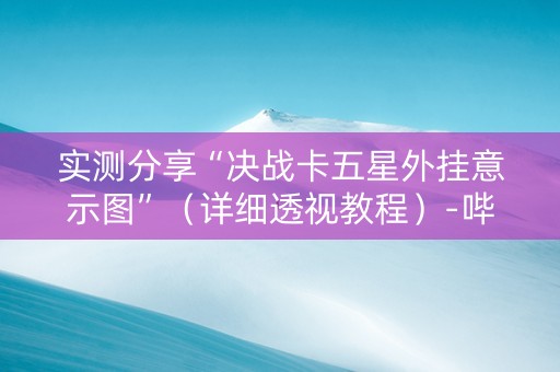 实测分享“决战卡五星外挂意示图”（详细透视教程）-哔哩哔哩