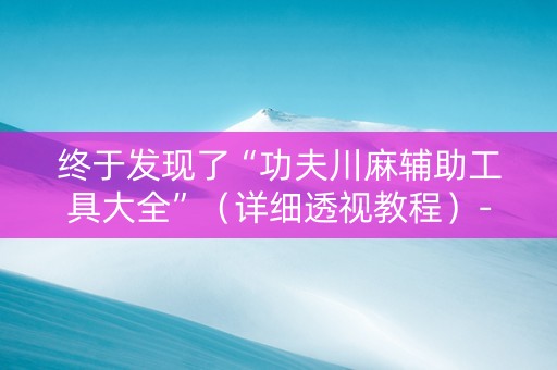 终于发现了“功夫川麻辅助工具大全”（详细透视教程）-哔哩哔哩