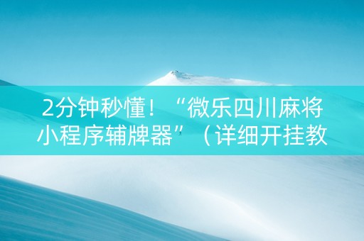 2分钟秒懂！“微乐四川麻将小程序辅牌器”（详细开挂教程）-哔哩哔哩