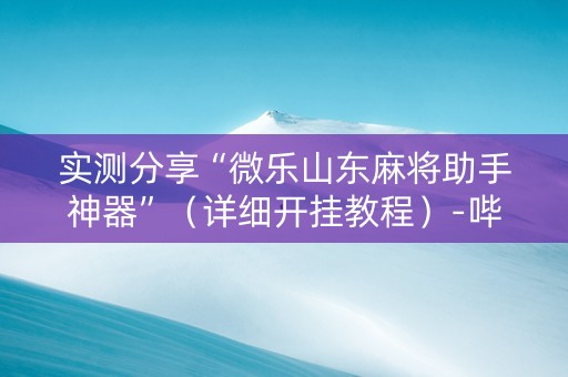实测分享“微乐山东麻将助手神器”（详细开挂教程）-哔哩哔哩