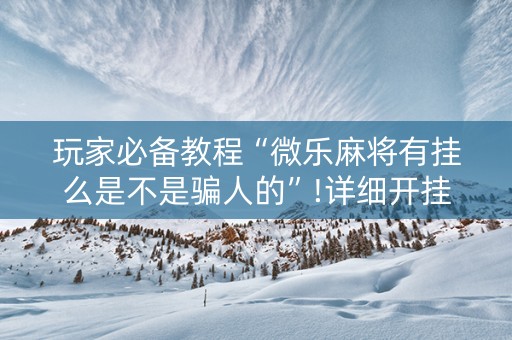 玩家必备教程“微乐麻将有挂么是不是骗人的”!详细开挂教程-知乎