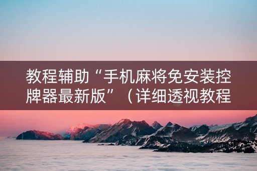 教程辅助“手机麻将免安装控牌器最新版”（详细透视教程）-哔哩哔哩
