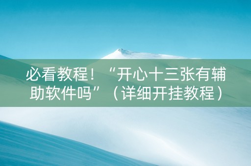 必看教程！“开心十三张有辅助软件吗”（详细开挂教程）-哔哩哔哩