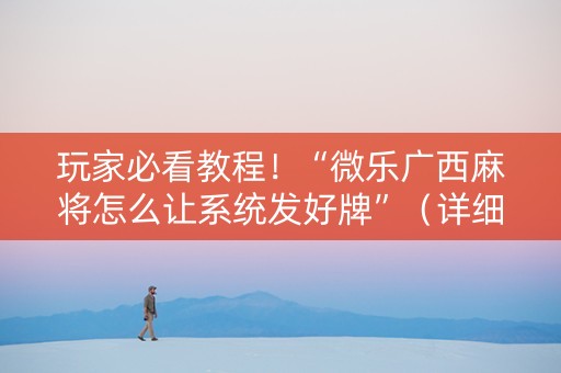 玩家必看教程！“微乐广西麻将怎么让系统发好牌”（详细辅助教程）-哔哩哔哩