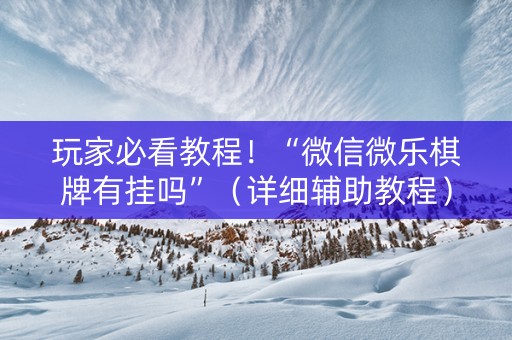 玩家必看教程！“微信微乐棋牌有挂吗”（详细辅助教程）-哔哩哔哩