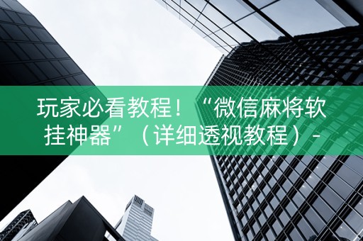 玩家必看教程！“微信麻将软挂神器”（详细透视教程）-哔哩哔哩