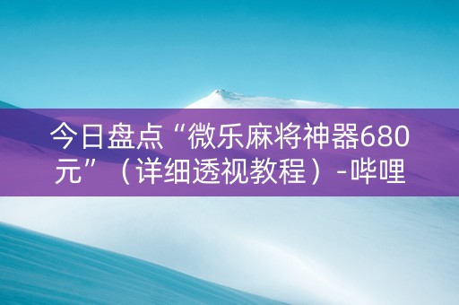 今日盘点“微乐麻将神器680元”（详细透视教程）-哔哩哔哩