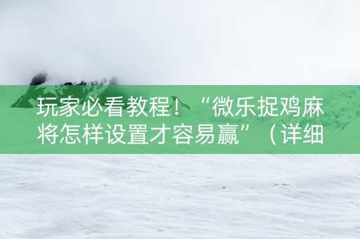 玩家必看教程！“微乐捉鸡麻将怎样设置才容易赢”（详细辅助教程）-哔哩哔哩