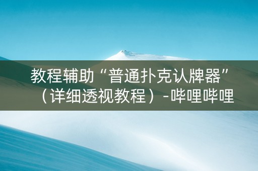 教程辅助“普通扑克认牌器”（详细透视教程）-哔哩哔哩