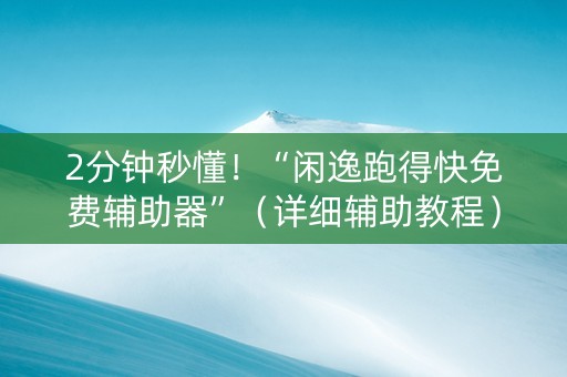 2分钟秒懂！“闲逸跑得快免费辅助器”（详细辅助教程）-哔哩哔哩