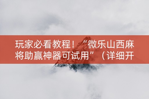 玩家必看教程！“微乐山西麻将助赢神器可试用”（详细开挂教程）-哔哩哔哩