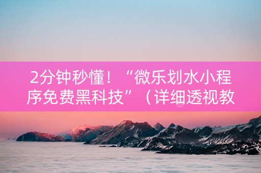 2分钟秒懂！“微乐划水小程序免费黑科技”（详细透视教程）-哔哩哔哩