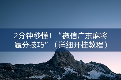 2分钟秒懂！“微信广东麻将赢分技巧”（详细开挂教程）-哔哩哔哩