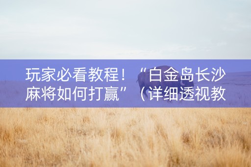 玩家必看教程！“白金岛长沙麻将如何打赢”（详细透视教程）-哔哩哔哩