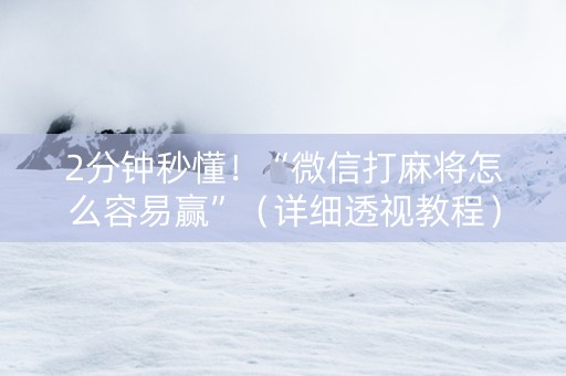 2分钟秒懂！“微信打麻将怎么容易赢”（详细透视教程）-哔哩哔哩
