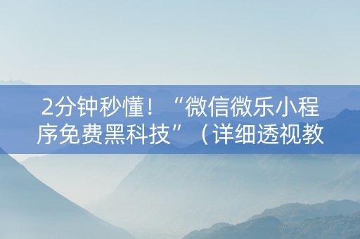 2分钟秒懂！“微信微乐小程序免费黑科技”（详细透视教程）-哔哩哔哩