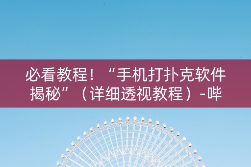 必看教程！“手机打扑克软件揭秘”（详细透视教程）-哔哩哔哩
