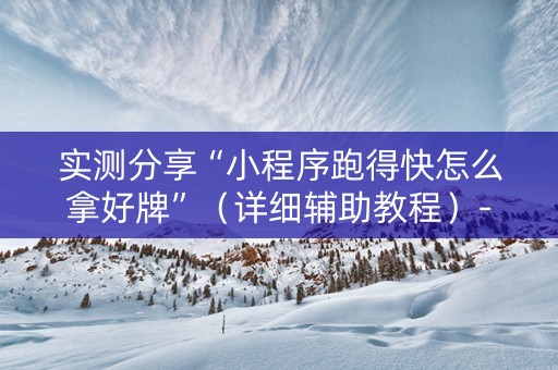 实测分享“小程序跑得快怎么拿好牌”（详细辅助教程）-哔哩哔哩