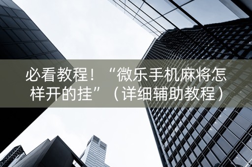 必看教程！“微乐手机麻将怎样开的挂”（详细辅助教程）-哔哩哔哩