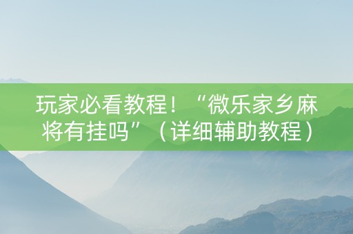 玩家必看教程！“微乐家乡麻将有挂吗”（详细辅助教程）-哔哩哔哩