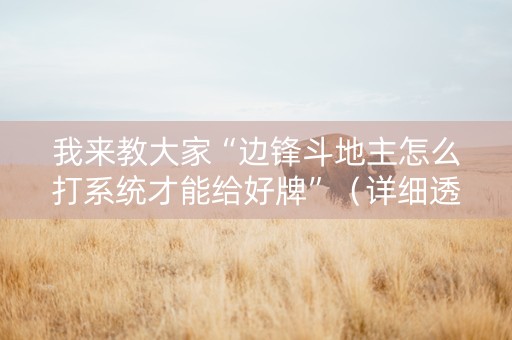 我来教大家“边锋斗地主怎么打系统才能给好牌”（详细透视教程）-哔哩哔哩
