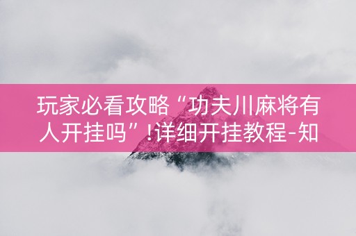玩家必看攻略“功夫川麻将有人开挂吗”!详细开挂教程-知乎
