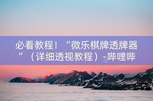 必看教程！“微乐棋牌透牌器”（详细透视教程）-哔哩哔哩