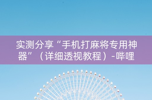 实测分享“手机打麻将专用神器”（详细透视教程）-哔哩哔哩