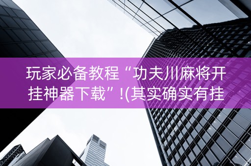 玩家必备教程“功夫川麻将开挂神器下载”!(其实确实有挂)-知乎