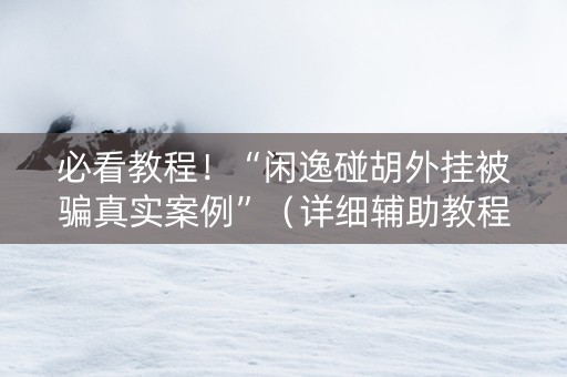 必看教程！“闲逸碰胡外挂被骗真实案例”（详细辅助教程）-哔哩哔哩