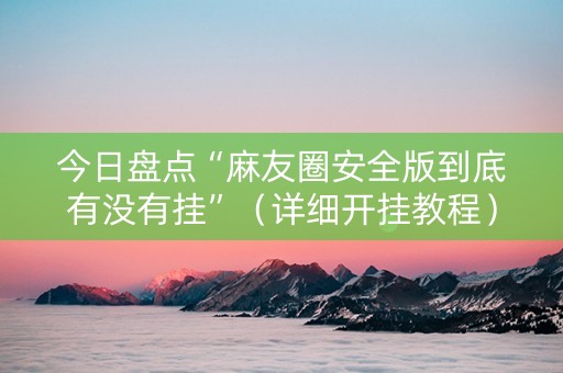 今日盘点“麻友圈安全版到底有没有挂”（详细开挂教程）-哔哩哔哩