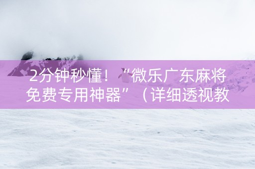 2分钟秒懂！“微乐广东麻将免费专用神器”（详细透视教程）-哔哩哔哩