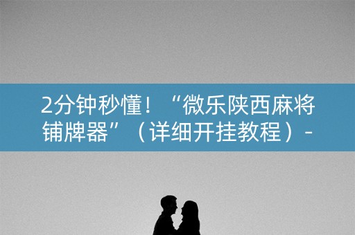 2分钟秒懂！“微乐陕西麻将铺牌器”（详细开挂教程）-哔哩哔哩