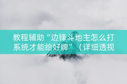 教程辅助“边锋斗地主怎么打系统才能给好牌”（详细透视教程）-哔哩哔哩