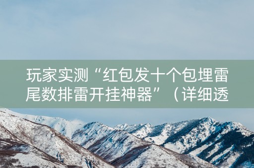 玩家实测“红包发十个包埋雷尾数排雷开挂神器”（详细透视教程）-哔哩哔哩