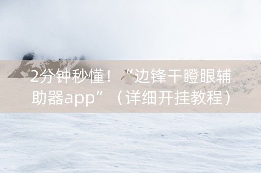 2分钟秒懂！“边锋干瞪眼辅助器app”（详细开挂教程）-哔哩哔哩