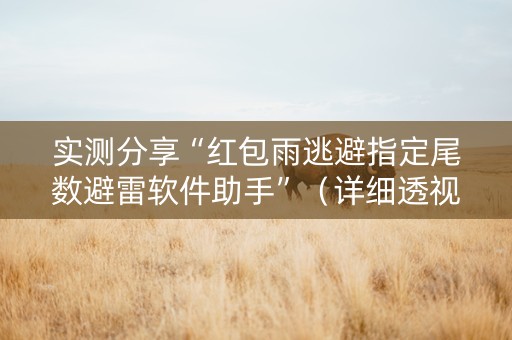 实测分享“红包雨逃避指定尾数避雷软件助手”（详细透视教程）-哔哩哔哩