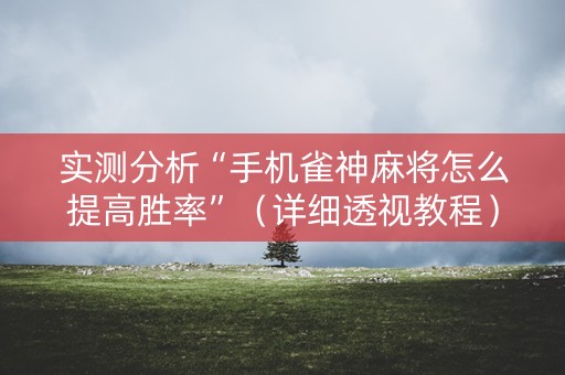 实测分析“手机雀神麻将怎么提高胜率”（详细透视教程）-哔哩哔哩