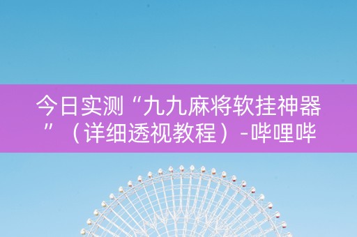 今日实测“九九麻将软挂神器”（详细透视教程）-哔哩哔哩